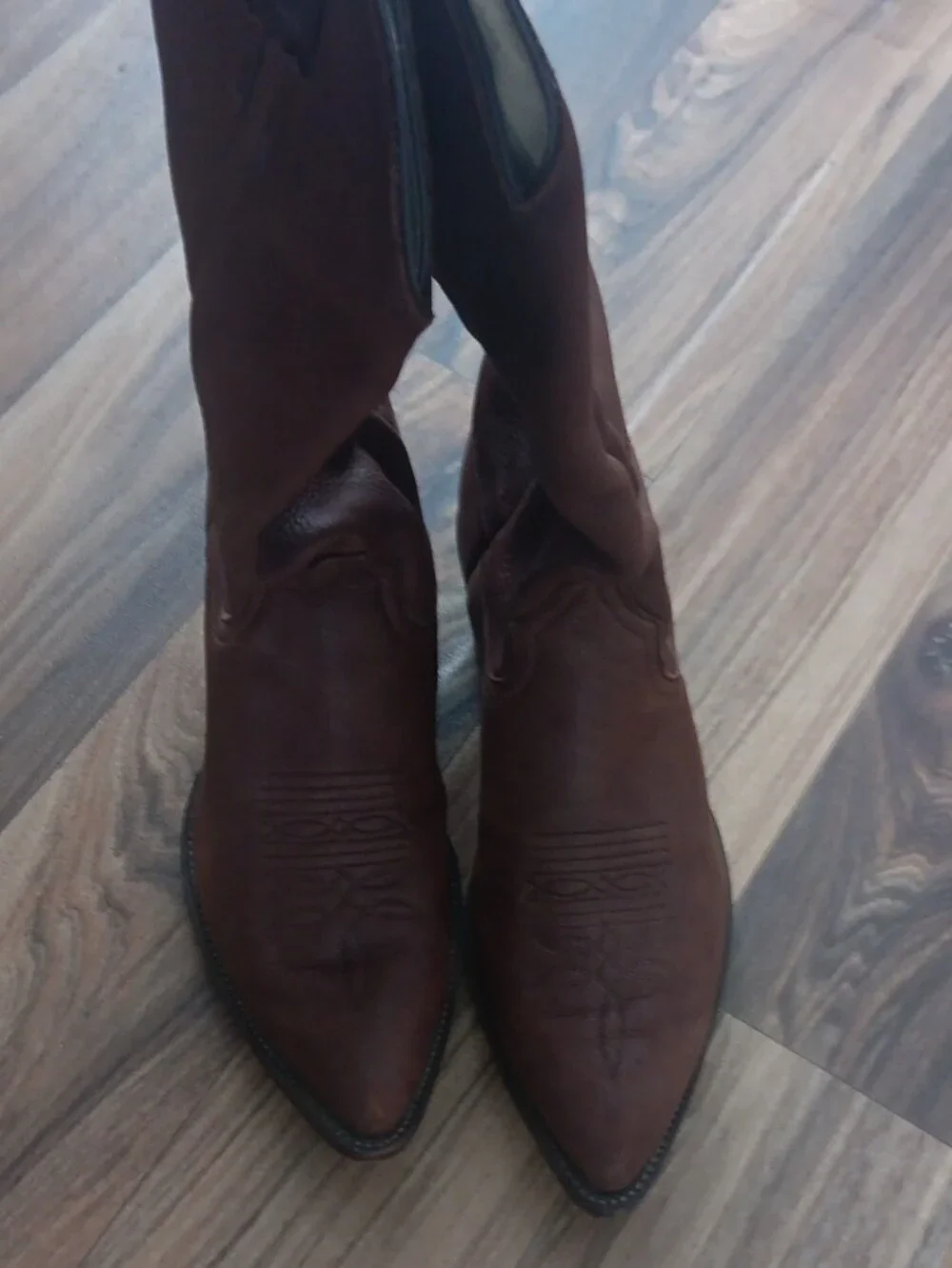 Larry Mahan Vintage Elk Leather Mid-Calf Boots M10